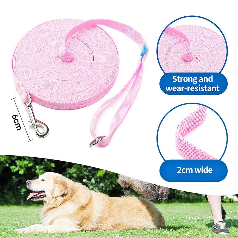 BAAPET 15/20/30/50/100 ft Long Dog Training Leash with Clickers for Small, Medium and Large Dogs or Cats (50 Feet, Pink) - Image 2